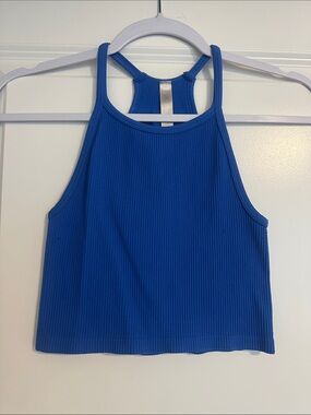 Dry Goods Ribbed Racerback Crop Tank - Blue
